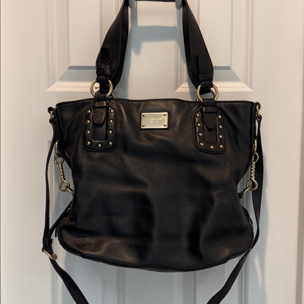 Michael Kors Black Shoulder Bag with Gold Accents